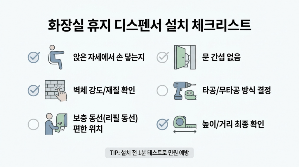화장실 휴지 디스펜서 설치 체크리스트
